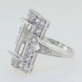 Sterling Silver Semi Mount Ring Setting Emerald OCT 14x7mm Vintage Repro Topaz - Syzjewelry